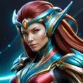 Alluring matte portrait of Star Craft's beautiful red haired Sarah Kerrigan alien Protoss, 8k, Highly Detailed, Intricate, Half Body, Realistic, Sharp Focus, Volumetric Lighting, Fantasy, Elegant by Stanley Artgerm Lau, WLOP, Stefan Kostic