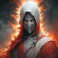 White Assassin emerging from a firey fog of battle, ink splash, Highly Detailed, Vibrant Colors, Ink Art, Fantasy, Dark by Stanley Artgerm Lau
