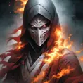 White Assassin emerging from a firey fog of battle, ink splash, Highly Detailed, Vibrant Colors, Ink Art, Fantasy, Dark by Stanley Artgerm Lau