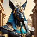 close up fierce looking egyptian god Anubis, 4k, Highly Detailed, Hyper Detailed, Powerful, Artstation, Vintage Illustration, Digital Painting, Sharp Focus, Smooth, Concept Art by Stanley Artgerm Lau, Alphonse Mucha, Greg Rutkowski