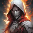 White Assassin emerging from a firey fog of battle, ink splash, Highly Detailed, Vibrant Colors, Ink Art, Fantasy, Dark by Stanley Artgerm Lau