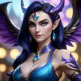 Close up of Morgana from league of legends with tattoos, 8k, Highly Detailed, Artstation, Bokeh effect, Sharp Focus, Volumetric Lighting, Concept Art by Stanley Artgerm Lau, Greg Rutkowski