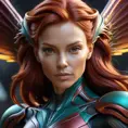 Alluring matte portrait of a beautiful red haired winged Sarah Kerrigan alien, 8k, Highly Detailed, Intricate, Half Body, Realistic, Sharp Focus, Volumetric Lighting, Fantasy, Elegant by Stanley Artgerm Lau, WLOP, Stefan Kostic