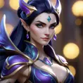 Close up of Morgana from league of legends with tattoos, 8k, Highly Detailed, Artstation, Bokeh effect, Sharp Focus, Volumetric Lighting, Concept Art by Stanley Artgerm Lau, Greg Rutkowski