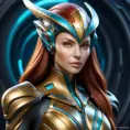 Alluring matte portrait of Star Craft's beautiful red haired Sarah Kerrigan alien Protoss, 8k, Highly Detailed, Intricate, Half Body, Realistic, Sharp Focus, Volumetric Lighting, Fantasy, Elegant by Stanley Artgerm Lau, WLOP, Stefan Kostic