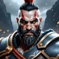 Matte portrait of a fierce Ares, god of war, 4k, Highly Detailed, Hyper Detailed, Powerful, Artstation, Vintage Illustration, Digital Painting, Sharp Focus, Smooth, Concept Art by Stanley Artgerm Lau, Greg Rutkowski