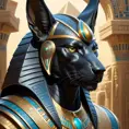 close up fierce looking egyptian god Anubis, 4k, Highly Detailed, Hyper Detailed, Powerful, Artstation, Vintage Illustration, Digital Painting, Sharp Focus, Smooth, Concept Art by Stanley Artgerm Lau, Alphonse Mucha, Greg Rutkowski