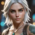 Close up of Ciri with tattoos, 8k, Highly Detailed, Artstation, Bokeh effect, Sharp Focus, Volumetric Lighting, Concept Art by Stanley Artgerm Lau, Greg Rutkowski