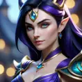 Close up of Morgana from league of legends with tattoos, 8k, Highly Detailed, Artstation, Bokeh effect, Sharp Focus, Volumetric Lighting, Concept Art by Stanley Artgerm Lau, Greg Rutkowski