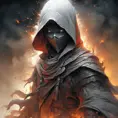 White Assassin emerging from a firey fog of battle, ink splash, Highly Detailed, Vibrant Colors, Ink Art, Fantasy, Dark by Stanley Artgerm Lau