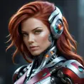Alluring matte portrait of a beautiful red haired Sarah Kerrigan cyborg, 8k, Highly Detailed, Intricate, Half Body, Realistic, Sharp Focus, Volumetric Lighting, Fantasy, Elegant by Stanley Artgerm Lau, WLOP, Stefan Kostic