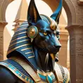 close up fierce looking egyptian god Anubis, 4k, Highly Detailed, Hyper Detailed, Powerful, Artstation, Vintage Illustration, Digital Painting, Sharp Focus, Smooth, Concept Art by Stanley Artgerm Lau, Alphonse Mucha, Greg Rutkowski