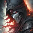 White Assassin emerging from a firey fog of battle, ink splash, Highly Detailed, Vibrant Colors, Ink Art, Fantasy, Dark by Stanley Artgerm Lau