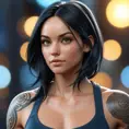Close up of Laura Kinney with tattoos, 8k, Highly Detailed, Artstation, Bokeh effect, Sharp Focus, Volumetric Lighting, Concept Art by Stanley Artgerm Lau, Greg Rutkowski