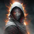 White Assassin emerging from a firey fog of battle, ink splash, Highly Detailed, Vibrant Colors, Ink Art, Fantasy, Dark by Stanley Artgerm Lau
