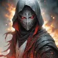 White Assassin emerging from a firey fog of battle, ink splash, Highly Detailed, Vibrant Colors, Ink Art, Fantasy, Dark by Stanley Artgerm Lau