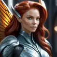 Alluring matte portrait of a beautiful red haired alien winged Sarah Kerrigan, 8k, Highly Detailed, Intricate, Half Body, Realistic, Sharp Focus, Volumetric Lighting, Fantasy, Elegant by Stanley Artgerm Lau, WLOP, Stefan Kostic
