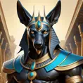 close up fierce looking egyptian god Anubis, 4k, Highly Detailed, Hyper Detailed, Powerful, Artstation, Vintage Illustration, Digital Painting, Sharp Focus, Smooth, Concept Art by Stanley Artgerm Lau, Alphonse Mucha, Greg Rutkowski