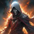 White Assassin emerging from a firey fog of battle, ink splash, Highly Detailed, Vibrant Colors, Ink Art, Fantasy, Dark by Stanley Artgerm Lau