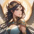 Alluring matte portrait of a beautiful Kassandra with wings, 8k, Highly Detailed, Intricate, Half Body, Realistic, Sharp Focus, Volumetric Lighting, Fantasy, Elegant by Stanley Artgerm Lau, Alphonse Mucha, WLOP