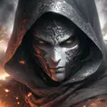 White Assassin emerging from a firey fog of battle, ink splash, Highly Detailed, Vibrant Colors, Ink Art, Fantasy, Dark by Stanley Artgerm Lau