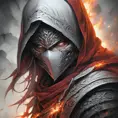 White Assassin emerging from a firey fog of battle, ink splash, Highly Detailed, Vibrant Colors, Ink Art, Fantasy, Dark by Stanley Artgerm Lau