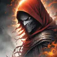 White Assassin emerging from a firey fog of battle, ink splash, Highly Detailed, Vibrant Colors, Ink Art, Fantasy, Dark by Stanley Artgerm Lau