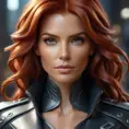 Alluring matte portrait of a beautiful red haired Sarah Kerrigan in leather, 8k, Highly Detailed, Intricate, Half Body, Realistic, Sharp Focus, Volumetric Lighting, Fantasy, Elegant by Stanley Artgerm Lau, WLOP, Stefan Kostic