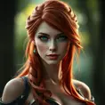 Alluring portrait of a beautiful red haired Katarina from League of Legends, Highly Detailed, Full Body, Bokeh effect, Photo Realistic, Sharp Focus by Stefan Kostic