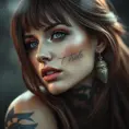 Alluring portrait of Katarina with tattoos, 8k, Highly Detailed, Artstation, Bokeh effect, Sharp Focus, Volumetric Lighting, Concept Art by Stanley Artgerm Lau, Greg Rutkowski