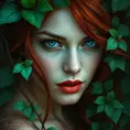 Alluring half body portrait of Poison Ivy in the style of Stefan Kostic, 8k, Highly Detailed, Intricate, Half Body, Matte Painting, Realistic, Sharp Focus, Fantasy by Greg Rutkowski