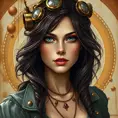 Steampunk portrait of Alexandra Daddario, Highly Detailed, Intricate, Artstation, Beautiful, Digital Painting, Sharp Focus, Concept Art, Elegant