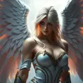 Alluring portrait of an angelic winged Kayle from League of Legends, 8k, Highly Detailed, Half Body, Photo Realistic, Sharp Focus, Octane Render, Unreal Engine, Volumetric Lighting, Fantasy by Stanley Artgerm Lau, Alphonse Mucha, WLOP