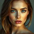 Alluring half body portrait of a stunningly beautiful model with a perfect face, 8k, Award-Winning, Half Body, Photo Realistic, Glamour Shot