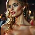 Close up of a stunningly beautiful woman at a gala ball, Half Body, Photo Realistic