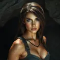 Alluring full body matte portrait of a beautiful Lara Croft in a cave, 8k, Highly Detailed, Intricate, Photo Realistic, Sharp Focus, Volumetric Lighting, Fantasy, Elegant