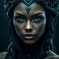 Matte portrait of the beautiful Nidalee in dark blue, 8k, Highly Detailed, Intricate, Realistic, Sharp Focus, Volumetric Lighting, Fantasy, Elegant by Stanley Artgerm Lau, WLOP, Stefan Kostic