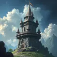 Wizard's tower in fantasy landscape, Magical, Fantasy