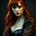 Alluring matte portrait of a beautiful red haired Sarah Kerrigan in leather, 8k, Highly Detailed, Intricate, Half Body, Realistic, Sharp Focus, Volumetric Lighting, Fantasy, Elegant by Stanley Artgerm Lau, WLOP, Stefan Kostic