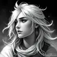 Black & White portrait of Ciri, Highly Detailed, Intricate, Artstation, Beautiful, Digital Painting, Sharp Focus, Concept Art, Elegant