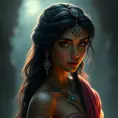 Alluring matte portrait of Princess Jasmine in the style of Stefan Kostic, 4k, 4k resolution, 8k, HD, High Definition, High Resolution, Highly Detailed, HQ, Hyper Detailed, Intricate Artwork, Ultra Detailed, Digital Painting, Matte Painting, Realistic, Sharp Focus, Dim light, Fantasy