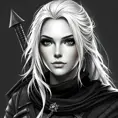 Black & White portrait of a beautiful Ciri from the Witcher 3, Highly Detailed, Beautiful, Elegant