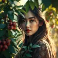 Portrait of a gorgeous female in foliage and the style of stefan kostic, 8k, High Definition, Digital Illustration, Bokeh effect, Photo Realistic, Sharp Focus by Stanley Artgerm Lau