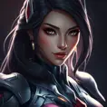 Alluring portrait of a beautiful Irelia from League of Legends in tight light armor, Highly Detailed, Full Body, Bokeh effect, Photo Realistic, Sharp Focus by Stefan Kostic