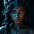 Matte portrait of the beautiful Nidalee in dark blue, 8k, Highly Detailed, Intricate, Realistic, Sharp Focus, Volumetric Lighting, Fantasy, Elegant by Stanley Artgerm Lau, WLOP, Stefan Kostic