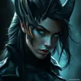 Alluring matte portrait of a fierce beautiful Vex from League of Legends, Highly Detailed, Intricate, Half Body, Realistic, Sharp Focus, Volumetric Lighting, Fantasy, Elegant by Stefan Kostic