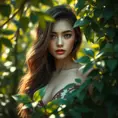 Portrait of a gorgeous female in foliage and the style of stefan kostic, 8k, High Definition, Digital Illustration, Bokeh effect, Photo Realistic, Sharp Focus by Stanley Artgerm Lau