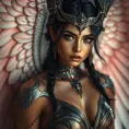 Alluring matte portrait of a beautiful Nidalee with wings, 8k, Highly Detailed, Intricate, Half Body, Realistic, Sharp Focus, Volumetric Lighting, Fantasy, Elegant by Stanley Artgerm Lau, Alphonse Mucha, WLOP