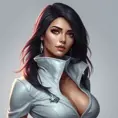 Alluring matte portrait of a beautiful Fiora from League of Legends in white leather, Half Body, Realistic, Volumetric Lighting, Fantasy, Elegant