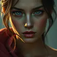 Alluring portrait of the perfect woman, with beautiful face in the style of Stefan Kostic, 8k, High Resolution, HQ, Ultra Detailed, Artstation, Perfect Face, Matte Painting by Greg Rutkowski, Stefan Kostic